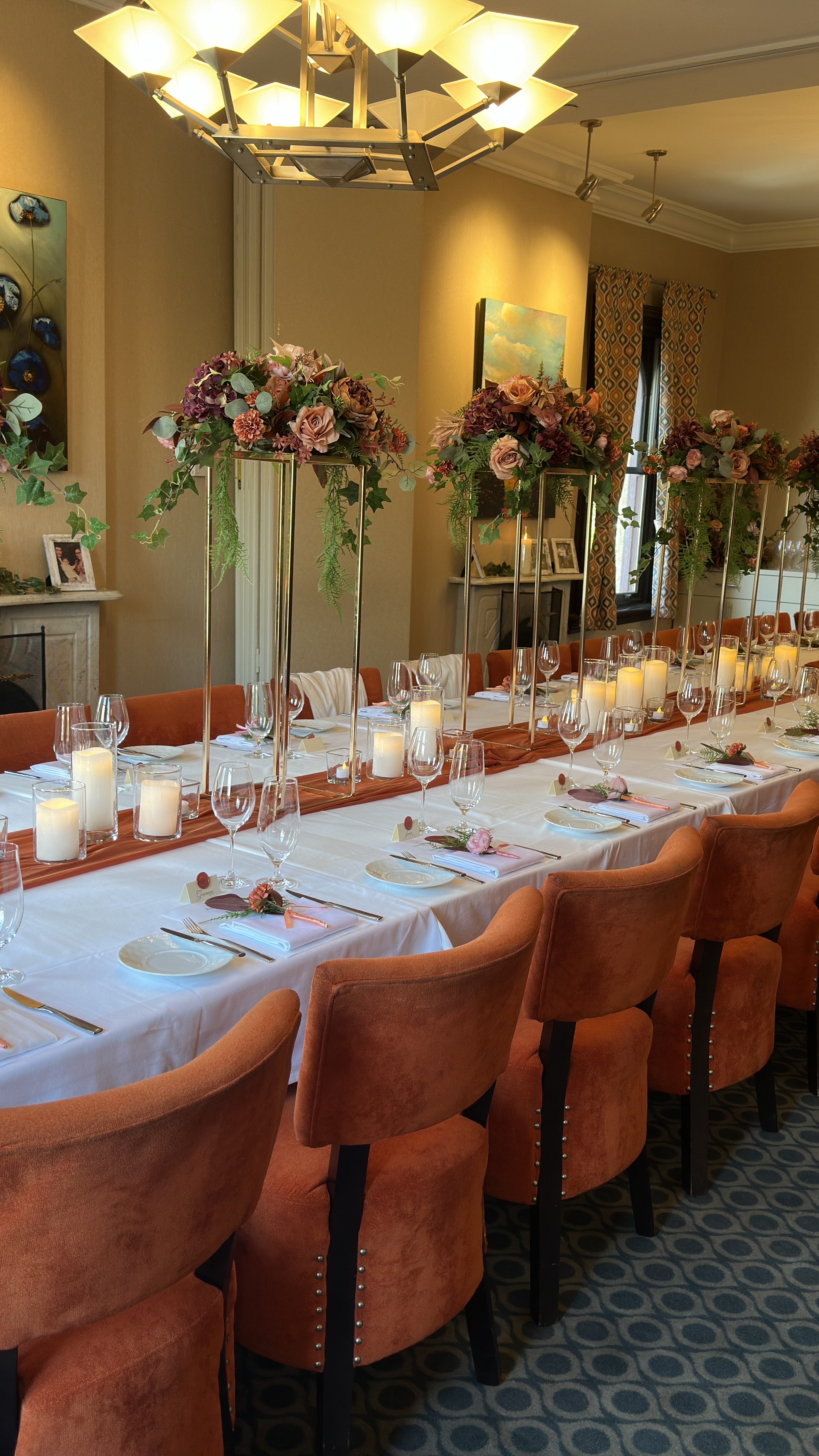 faux flower wedding centre pieces and decor