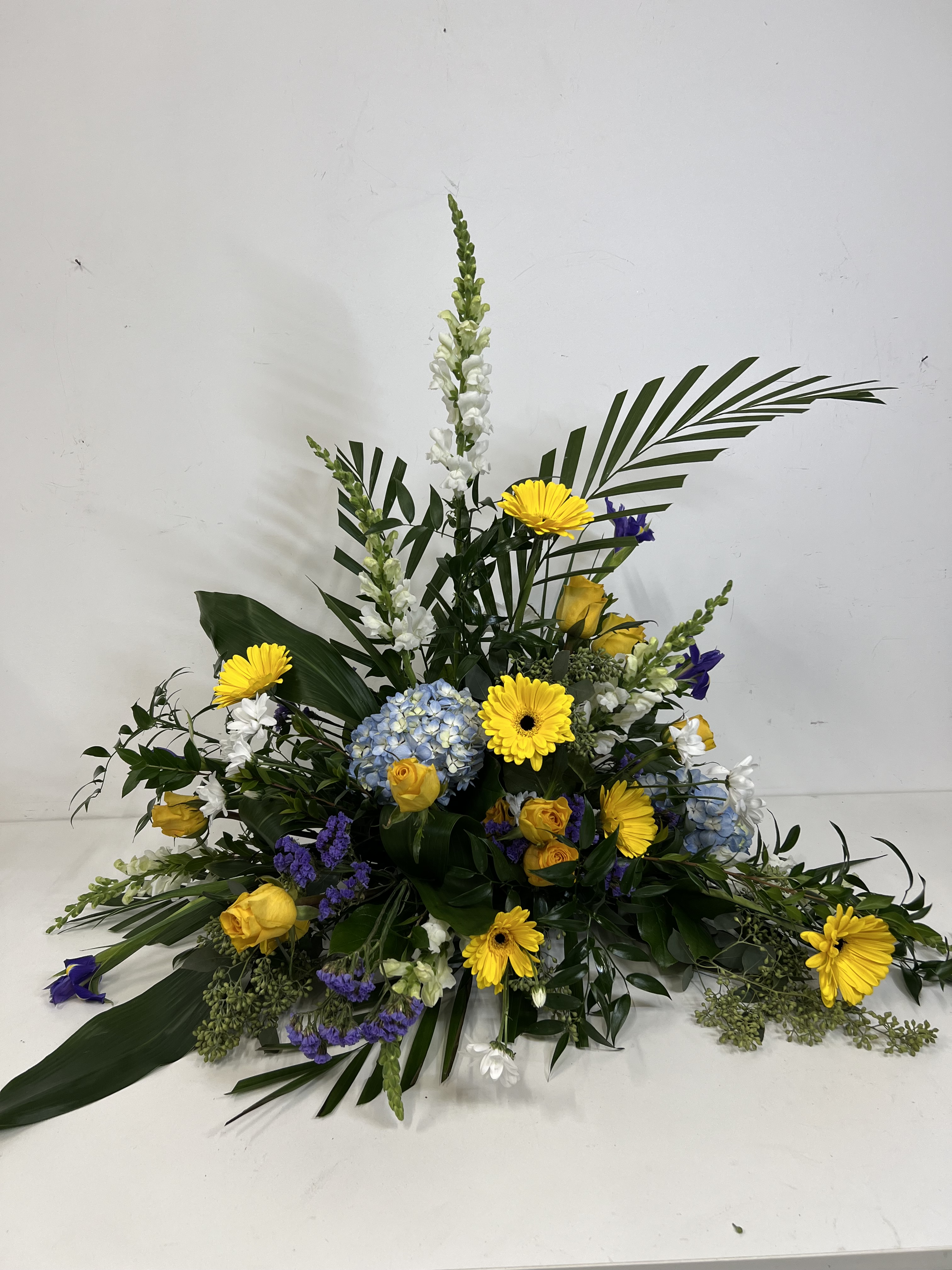 tropical faux flower handcrafted floral arrangement